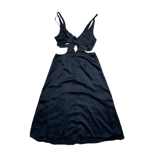 For Love & Lemons Black Satin Yori Midi Dress US M - Picture 9 of 10